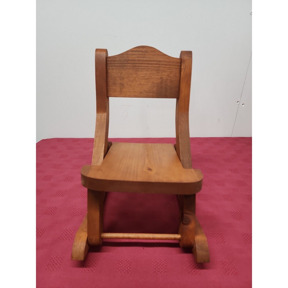 Vintage Amish Style Folding Doll Rocking Chair With Medium Oak Finish Rustic EUC